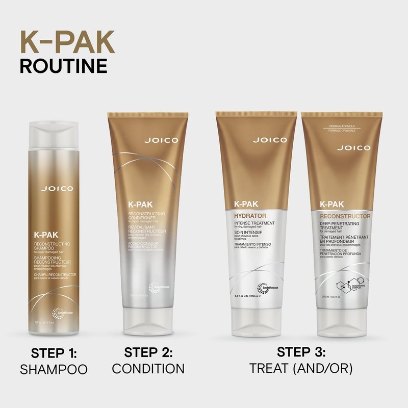 Joico K-PAK Reconstructor Deep-Penetrating Treatment | For Damaged Hair | Repair & Strengthen Strands | Rebuild & Fortify Damaged Hair | Improve Elasticity | With Keratin & Arginine | 8.5 Fl Oz