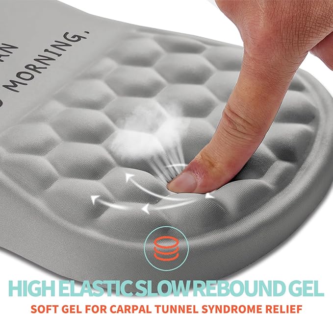 Kuosgm Ergonomic Mouse Pad Wrist Support with Memory Foam Massage Bulge, Carpal Tunnel Pain Relief Mousepad Wrist Rest for Mouse(12x8 inch, Good Morning)