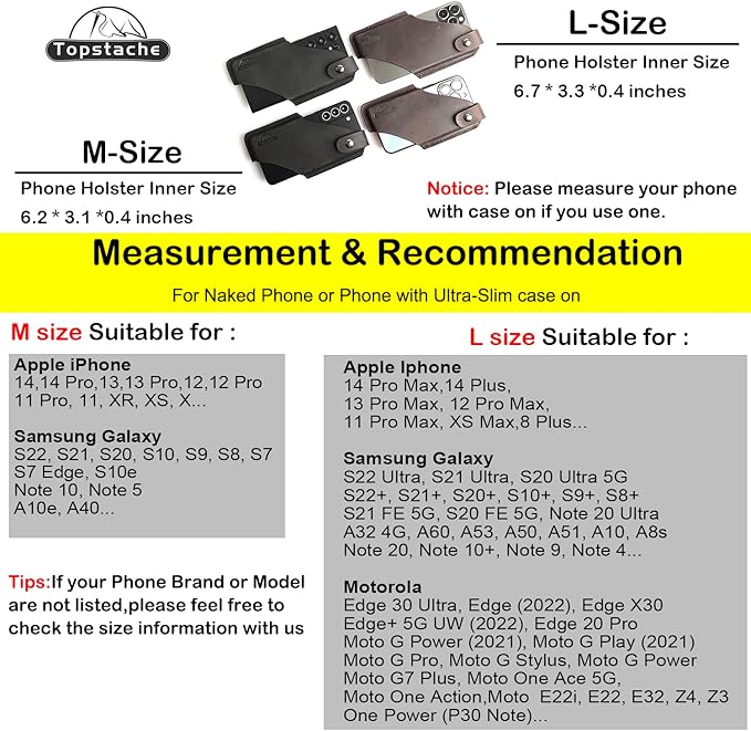 Topstache Leather Phone Holster with Belt Clip for iPhone 17/16/15 Pro Max & Plus - Magnetic Closure Cell Phone Case for Galaxy S25/S24 Ultra - Leather Belt Holder Loop Case, L,Darkbrown