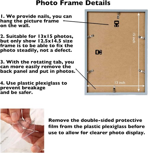 JCJMY 13x15 Rustic Brown Picture Frame - Versatile Wall Mounting for Horizontal or Vertical Display