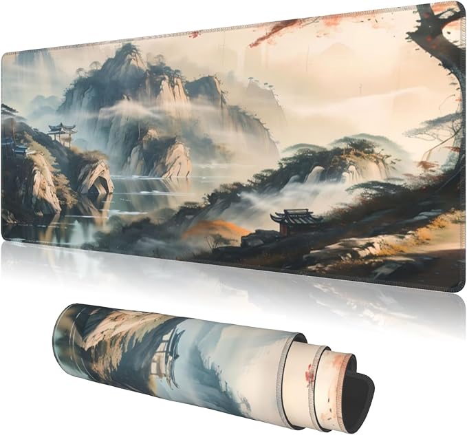 PPZCXWP Large Mouse Pads Anime Landscape Mountain Wilderness Wonderland Non-Slip Rubber Base Gaming Mousepad, Keyboard and Mouse Pad with Stitched Edges,PC Desk Mat for Game,Work,Office(31.5"*11.8")
