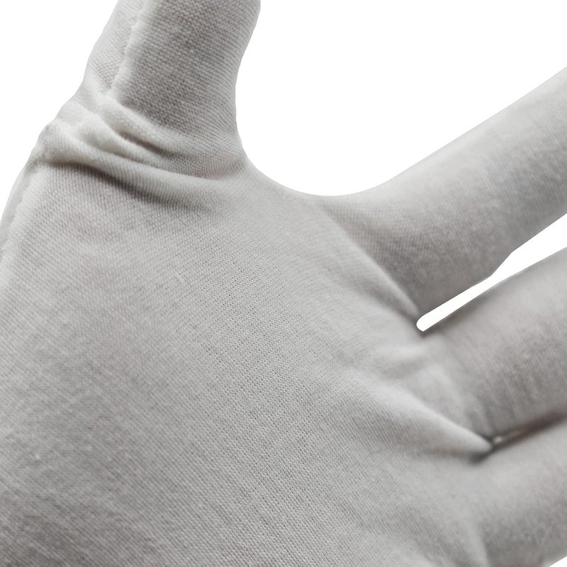 12 Pair White Cotton Gloves - 9 Inch Extra Large for Cosmetic Moisturizing & Jewelry Inspection