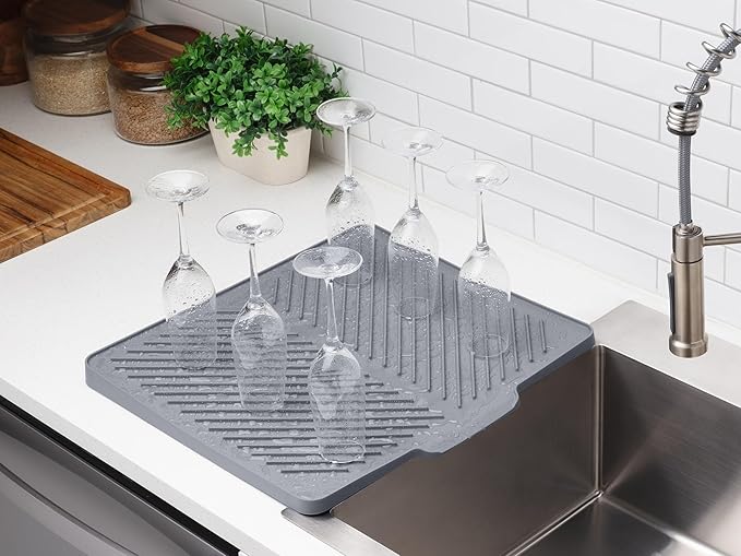 WeatherTech DishMat Drain- 16" x 18" Drip Dry Hand-Washed Dish Drying Mat, Slate