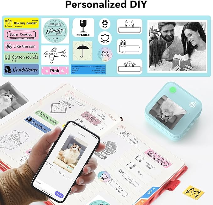 lopevi Label Maker Machine - Portable Bluetooth Mini Label Printer - Smartphone Handheld Thermal Sticker Small Labeler Multiple Templates Font Icon Inkless Custom Label for Home Kids School Items