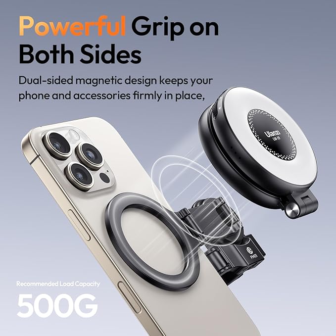 ULANZI PM01 Magnetic Mount Stand Compatible with DJI OSMO Pocket 3/Pocket 4, Aluminium Expansion Camera Holder with Cold Shoe and 1/4'' Mount,181/270/360° Adjustment Magnetic Adapter Xtra Accessories
