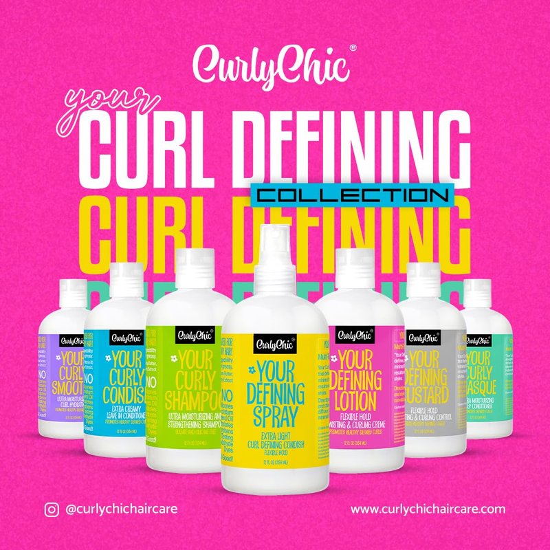 CurlyChic Curl Defining Custard - Moisturizing Styling Cream for Curly & Kinky Hair - 12 fl oz | Flake-Free, Long-Lasting Hold