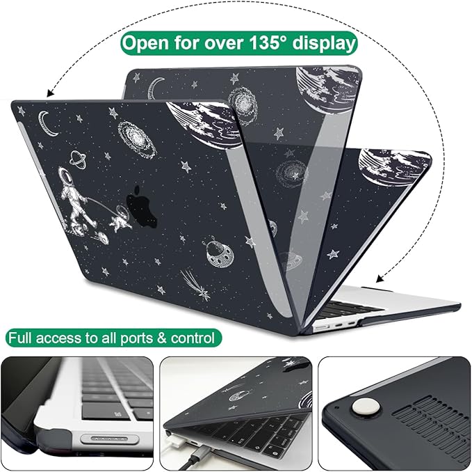 LCMOCICO for MacBook Air 13 Inch Case 2026 2025 2024 2023 2022 Release M5 A3449 M4 A3240 M3 A3113 M2 A2681, Scratch Resistant Plastic Hard Shell Case for MacBook Air 13.6 M5, Astronauts Space Dog