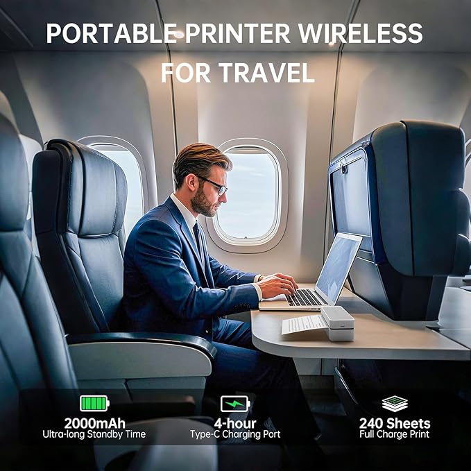 iDPRT MT610 Portable Thermal Printer, Mobile-Travel-Printers, Inkless-Wireless-Small-Printer for Home Use, Office, Vehicles, Bluetooth Printers Supports 8.5 x 11 US Letter&A4&A5, Gray White