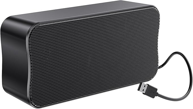 DEPUDA USB Computer Speakers for Desktop PC, Laptop Speaker, Portable Mini Stereo Speakers, Plug and Play, Clear Sound, Compact Size, Black