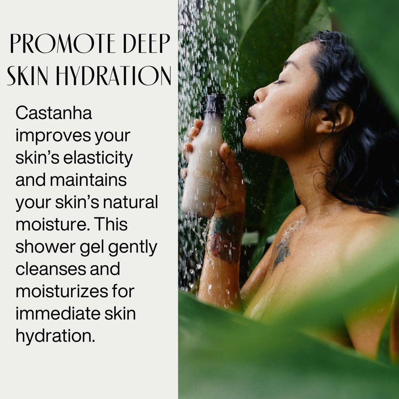 Natura Ekos Castanha Renourishing Creamy Shower Gel - Deep Hydration Body Wash with Omega 6, 9 - Light Texture - Vegan Skin Care - Brazilian Beauty Secrets - 6.5 fl oz (195ml)