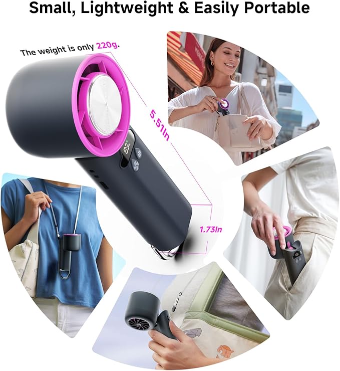 DooGooCoo 2025 Portable Mini Handheld Fan (Grey-Orange)