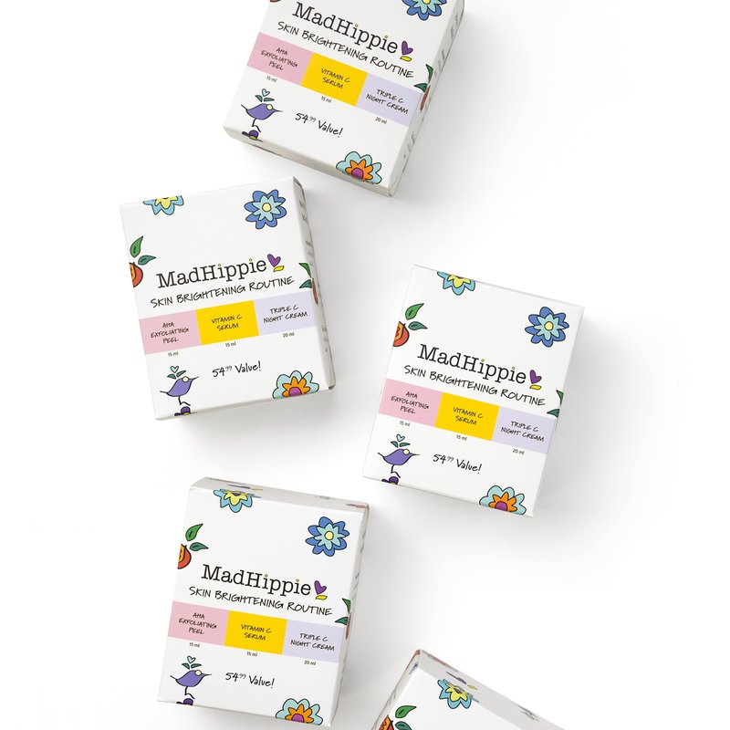 Mad Hippie Skin Brightening Kit – Vitamin C Serum, AHA Exfoliating Peel + Triple C Night Cream, Travel Essentials