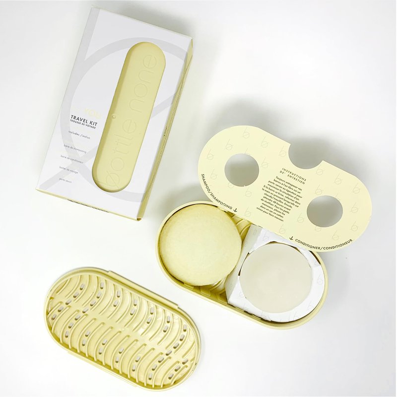 BOTTLE NONE | be YOU Travel Set Includes be You Shampoo and Conditioner Bars for All Hair Types with Travel Soap Dish | PH Balanced/Salon Grade/Natural | 50+ Washes