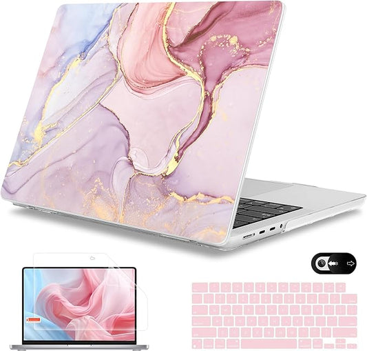 Mektron Case for 2026 M5 MacBook Pro 16 inch A3429 A3428 M4 A3403 A3186 M3 A2991 M2 A2780 M1 A2485 (2021-2025) Pro/Max with Liquid Retina XDR, Hard Shell Plastic Laptop Cover, Pink Marble