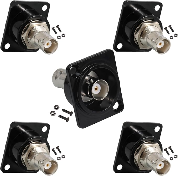 PENGLIN 5PCS BNC D Series Panel-Mount Connector, Coaxial BNC Female to Female Extension Coupler for Security Camera System Electronic Testing Instruments