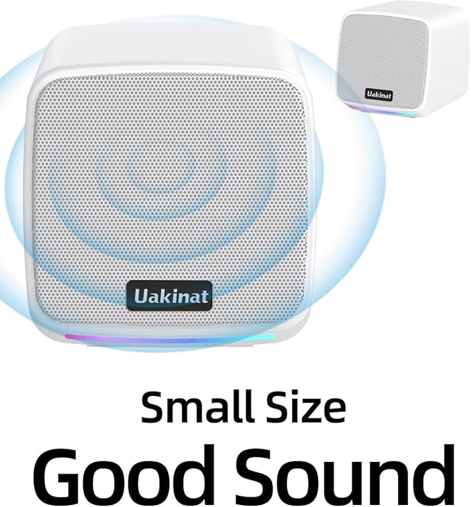 Uakinat Computer Speakers for Desktop PC, USB Powered 3.5mm Aux Speaker for PC, Laptop, Tablet, Phone, Plug and Play with Volume Control, White