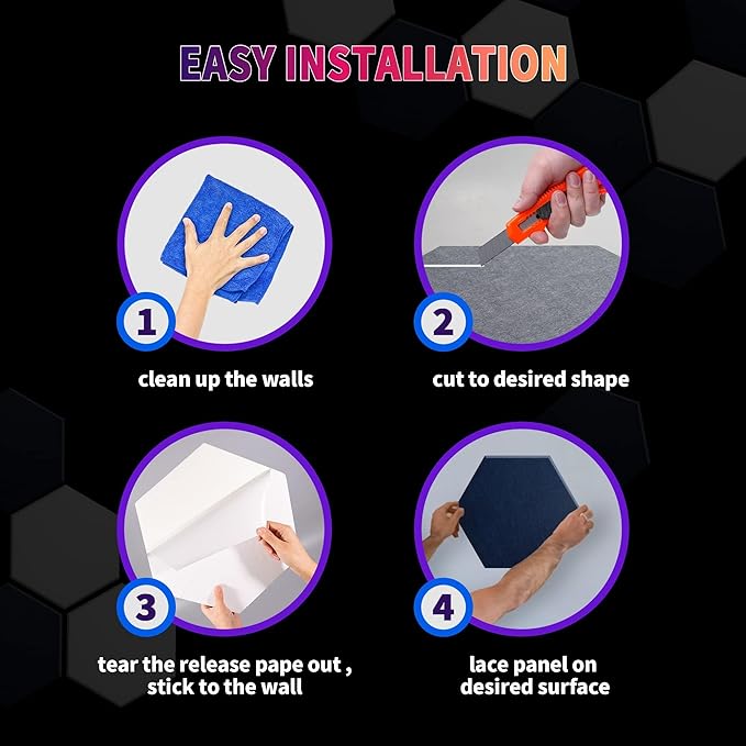 Mollywell Hexagon Acoustic Panels 14x12 - Reduce Echo & Reverb, Noise Blocking Wall Tiles for Gaming Room & Streamer Setup, Hatsune Green Sound Absorbing Panels