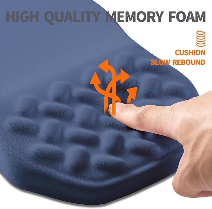 Armanza Ergonomic Slope Mouse Pad Wrist Support, Wrist Rest Mousepad for Carpal Tunnel Pain Relief with Massage Bulge and Slow Rebound Memory Foam (12x8 inch, Deep Blue)