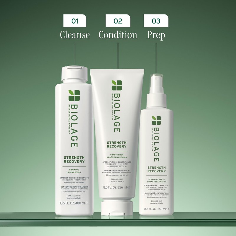 Biolage Strength Recovery Conditioner - Moisturizes & Strengthens Damaged Hair, Softness & Shine, Hydrates and Repairs Damaged Hair, With Olive Squalane & Proteins, Paraben-Free, Vegan, 33.8 Fl Oz