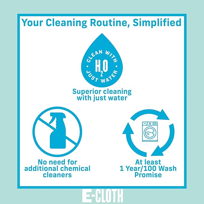 E-Cloth Glass & Polishing Cloths, Premium Microfiber Glass Cleaner, Great for Windows, Glass and Mirrors, Washable and Reusable, 100 Wash Guarantee, Assorted Colors, 1 Pack