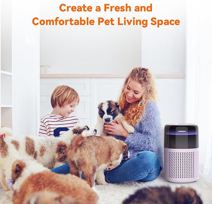AIRROMI HEPA Air Purifier for Bedroom&Home,Pet Air Purifier for Home Pets,Removes Pet Odor,Cat Litter Smell,Dust,Smoke&Allergies,Quiet Room Air Purifier with Scents,360°Air Cleaner,A2005 Purple