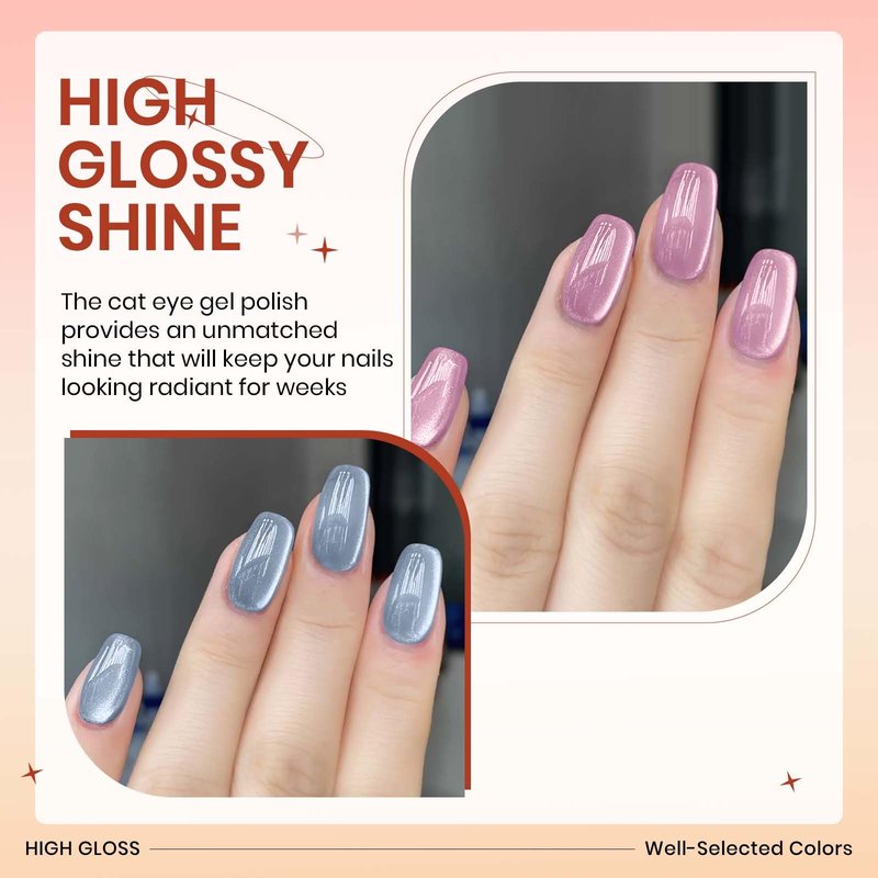 SUPWEE Magnetic Gel Nail Polish - 12 Colors Moonlight Cat Eye Gel Nail Polish with Magnetic Stick Cateye Gel Polish Soak Off UV LED Nail Lamp Nail Art Manicure Salon Valentine's Day Gift for Women