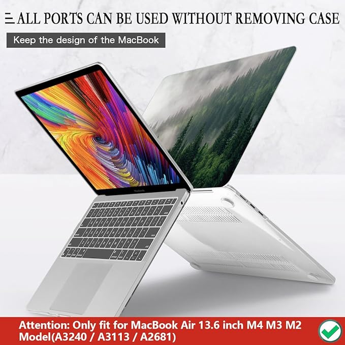 CISSOOK Compatible with MacBook Air 13.6 inch Case A3449 A3240 A3113 A2681 2026 2025 2024 2022 Release, Hard Shell Case with Keyboard Cover for MacBook Air 13.6 M2 M3 M4 M5, Forest