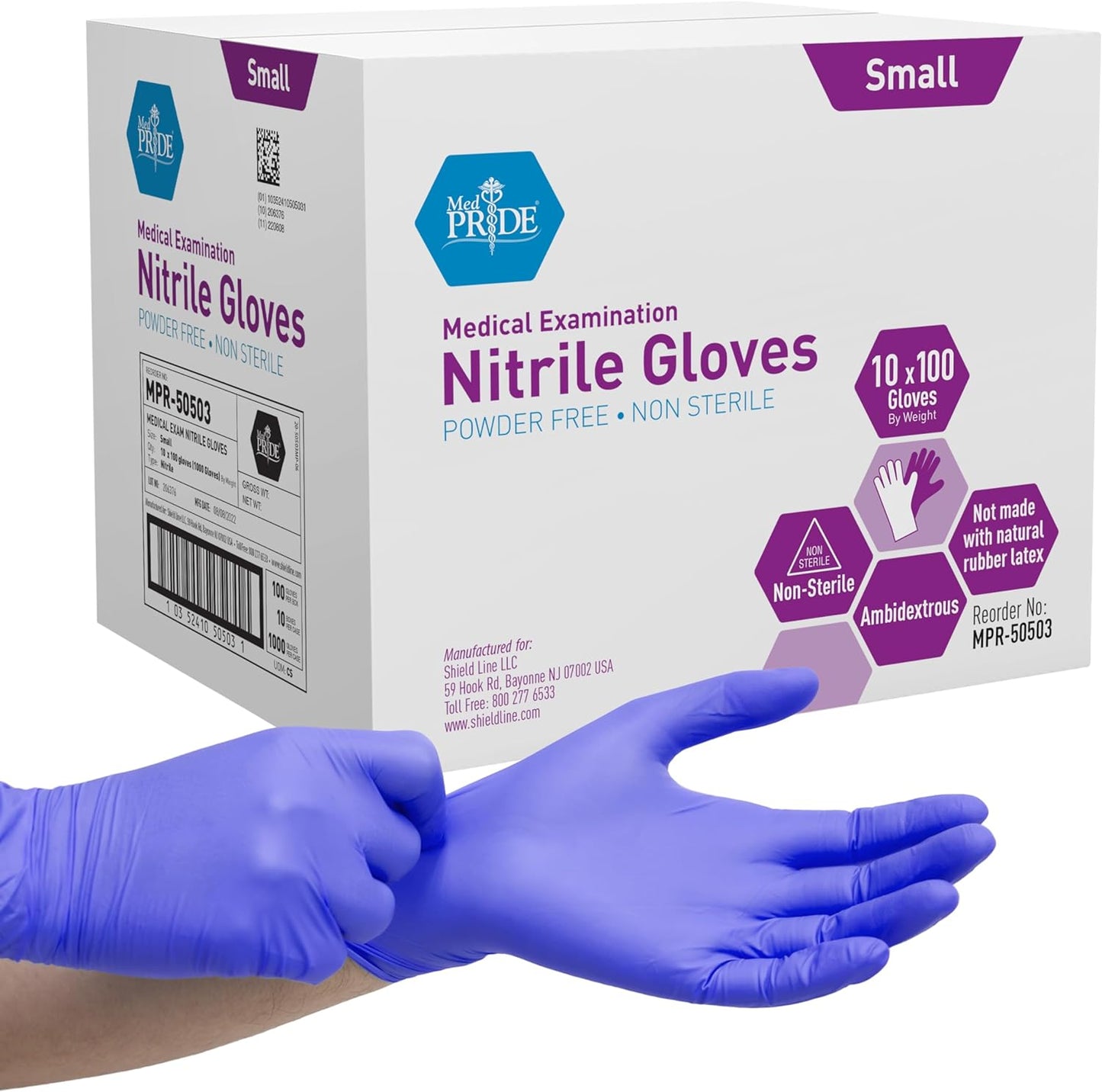 MedPride Powder-Free Nitrile Exam Gloves - Small Size | 1000 Count Case for Superior Protection