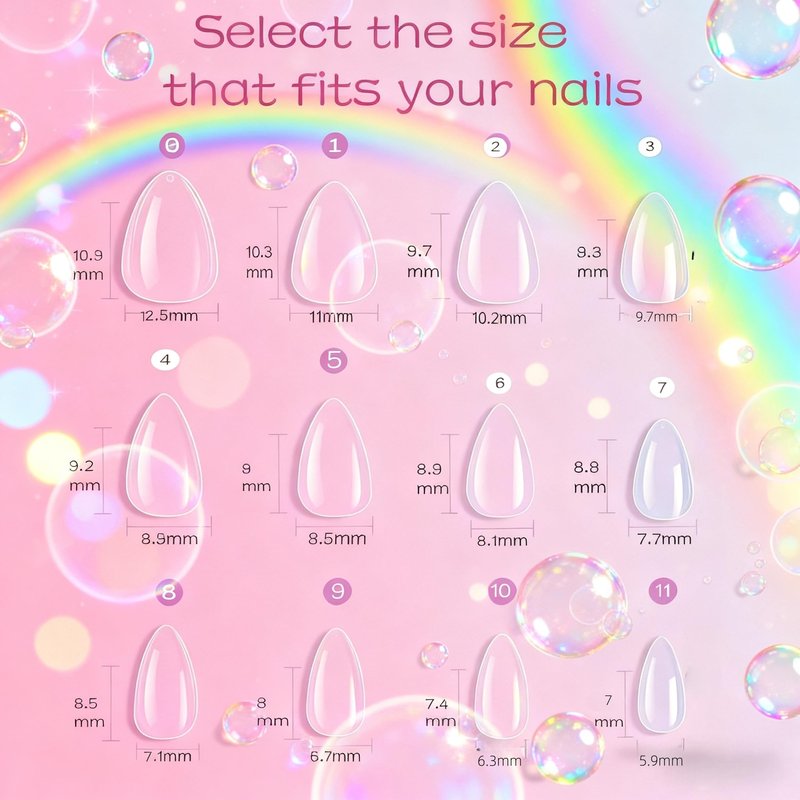 OPkssnails Extra Short Almond Kid Nail Tips,360Pcs Soft Gel Nail Tips Pre-Shaped Press On Nails For Kids,Clear Acrylic Half Matte Full Cover Fake Nail For Kids DIY Extension & Salon Use12 Sizes