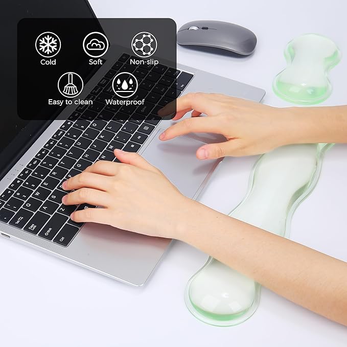 ABRONDA Gel Wrist Rest for Keyboard and Mouse, Wrist Rest for Keyboard, Mouse Wrist Support, Pain Relief, Cool Touch, Non-Skid, Keyboard and Mouse Wrist pad Set
