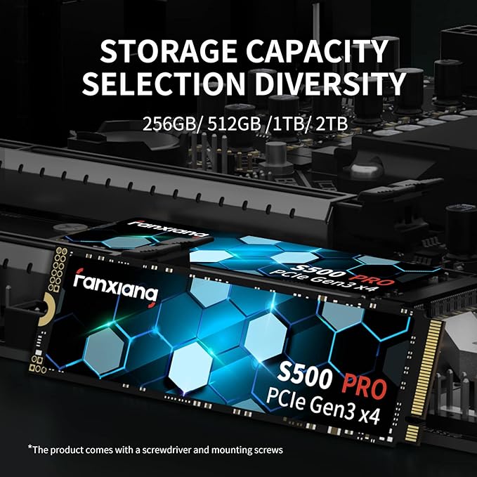 fanxiang S500 Pro 256GB NVMe SSD M.2 PCIe 3.0, Gen 3x4 2280 Internal Solid State Drive, SLC Cache 3D NAND TLC, Up to 3000MB/s, Compatible with Laptop and PC Desktops(Black)