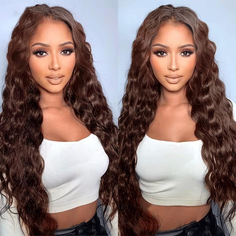 Brazilian Chocolate Brown Human Hair Bundles - Deep Wave 8-10-12 Inch | Unprocessed Virgin Hair for Black Women