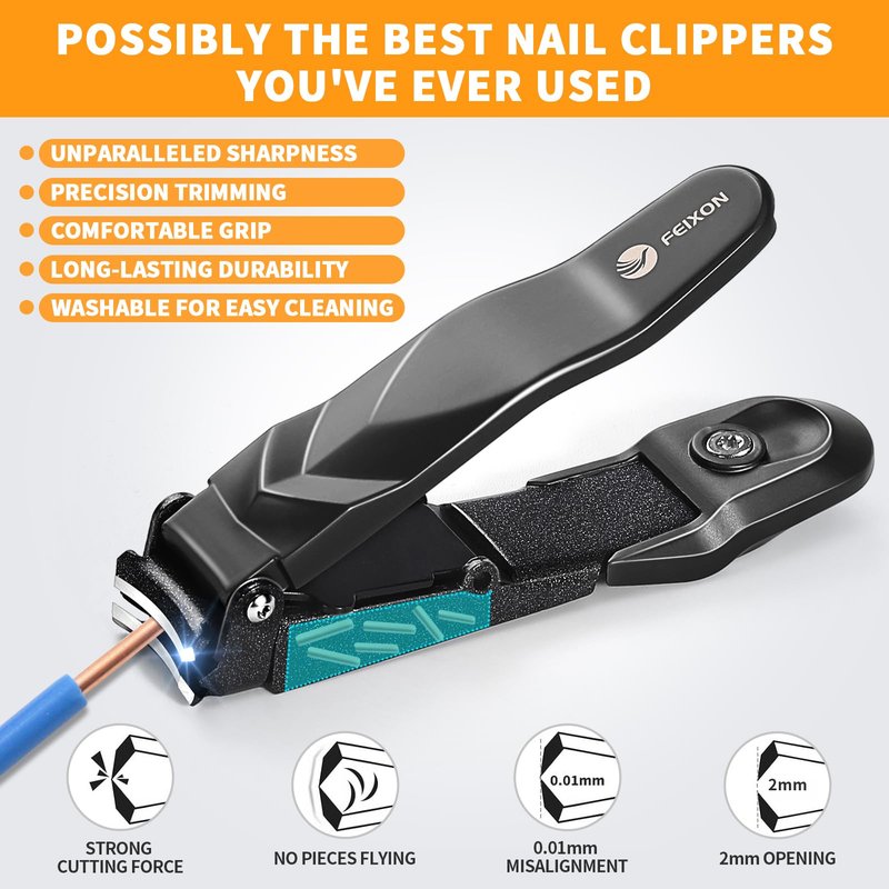 Nail Clippers for Men Women with Catcher - No Mess,Self-Collecting Heavy Duty Nail Clippers for Fingernails & Toenails, for Adult,Home,Travel,Gifts (No Splash Design)