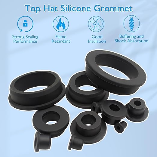 BOPOREAE 15 Pcs 3/4" Drill Hole, 3/8" ID Silicone Rubber Grommets for Wiring, Automotive Firewall Hole Plug, Top Hat Metal Wall Drywall Grommets for Vinyl Tubing in Hydroponic Irrigation Systems