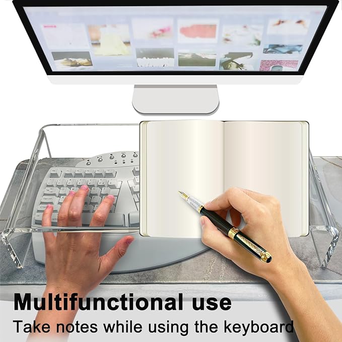 VTZEOTQ Clear Acrylic Monitor Stand Riser 20", Laptop Keyboard Cover cat Proof, Keyboard Protector Anti-Cat Prevent Cats from Touching Keyboard, Clear Monitor Riser for Keyboard Storage