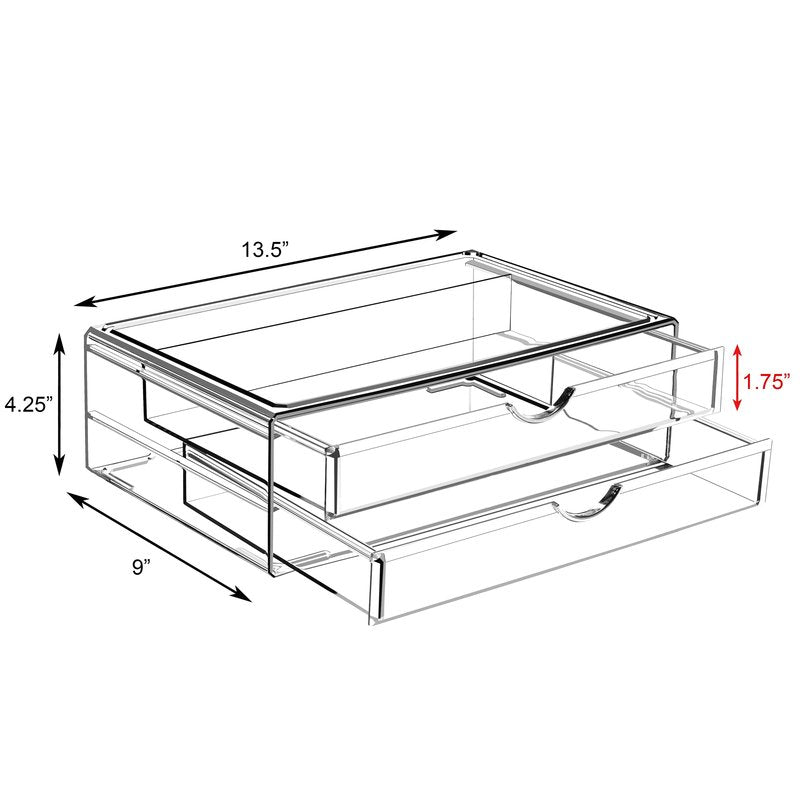 Sorbus Large Stackable Acrylic Drawers - 1 Clear Storage Drawers for Organizing Make up, Nail Polish, Hair Accessories, and Beauty Supplies - Makeup Organizer for Vanity, Bathroom Organizer Countertop