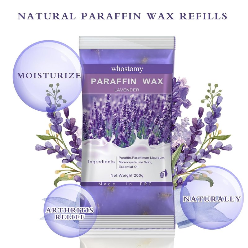 Paraffin Wax Refills - Lavender Scented Hot Melt Wax Blocks for Hands & Feet | 12 Pack with Dry Flowers, Nourishes Skin & Relieves Fatigue