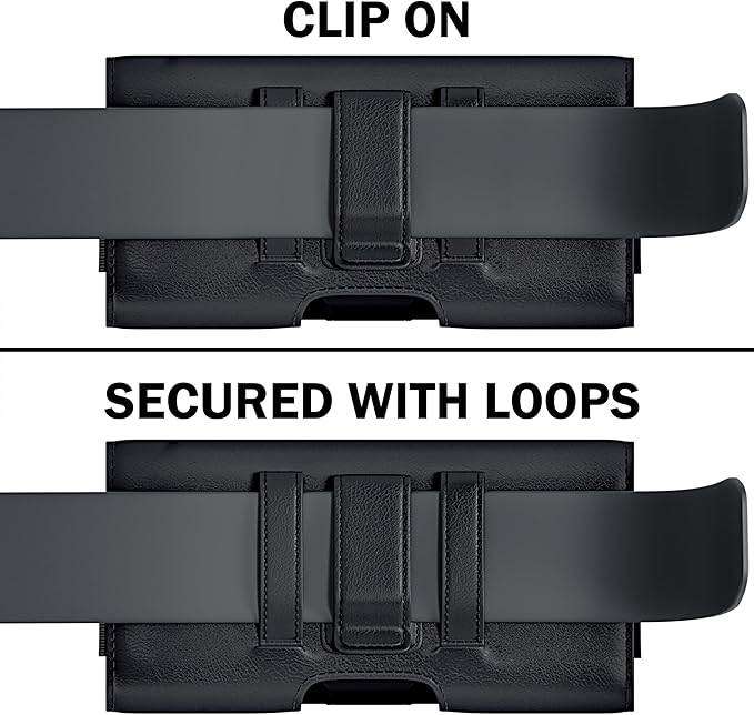 BOMEA Holster for iPhone 16 16e Pro 15 14 13 12 11 10 XR Xs X, Samsung Galaxy S25 S24 S23 5G - Cell Phone Belt Holder Case with Clip - ID Card Magnetic Pouch - Black
