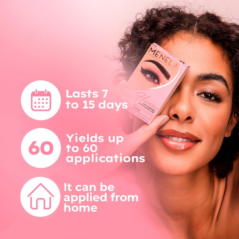MENELA Dark Brown Eyebrow Henna Kit – Henna for Eyebrows – Eyebrow Dye & Henna for Brow – Natural Vegan Ammonia-Free – Up to 60 Applications, 2.5g Henna & 15ml Fixer, Bamboo Extract
