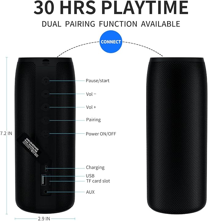 Musibaby Bluetooth Speaker, M88 Speakers,Dual Pairing, Bluetooth 5.3,Loud Stereo Sound,Booming Bass,30H Playtime for Home& Outdoor Party,Beach,Portable Speaker,Gifts(Black)
