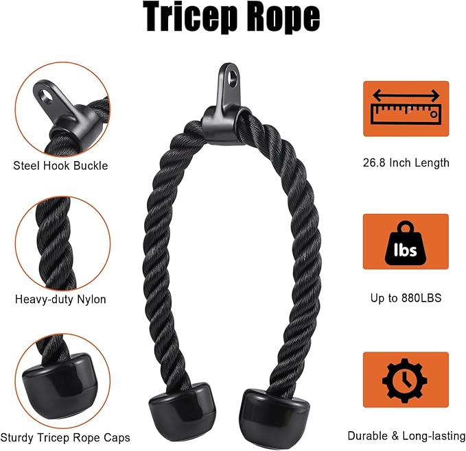 Workout Cable Machine Attachment for Home Gym, SERTT LAT Pulldown Attachments, Cable Accessories for Weight Training, Straight Pull Down Bar, Tricep Rope, Double D Row Handle, V-Shaped Bar