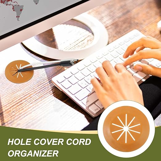 PATIKIL Desk Grommet 2-3/8", 4 Pcs Round Cable Grommet Cord Hole Cover with Adhesive Tape Flexible Table Wire Organizer for Office Home Table Countertop, White