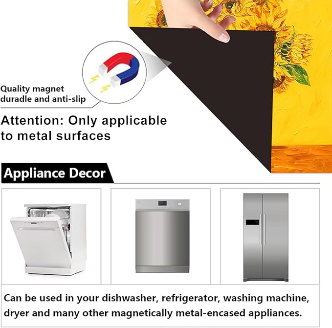 Dishwasher Magnet Cover 23x26 in Sunflower Vase Texture Artwork in Yellow and Green Dishwasher Cover for Kitchen Appliance Decoration Front Panel Sticker Rustic Art Skin Panel Home Decor