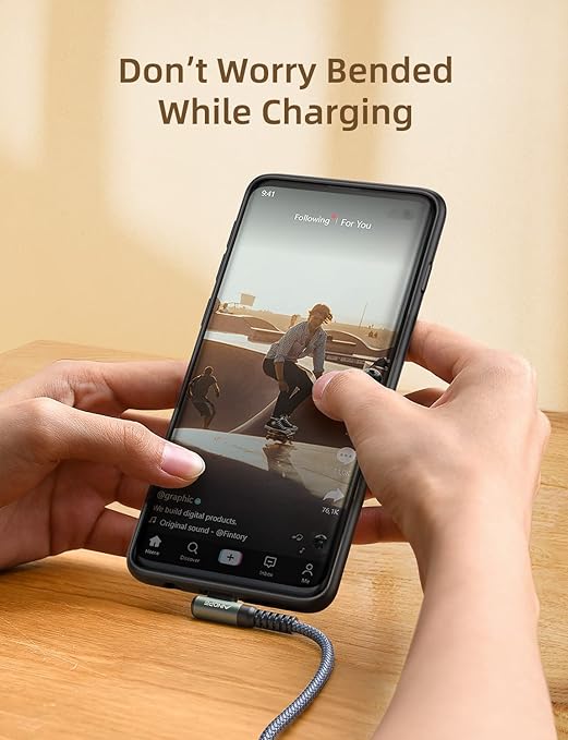 AINOPE USB A to USB C Cable Short 3. 3FT 2-Pack Right Angle Fast Charging & Data Sync Nylon Braided Carplay Android Auto Car Charger Cord for iPhone 17 16 15 Samsung Galaxy iPad Pro Air Android Phones