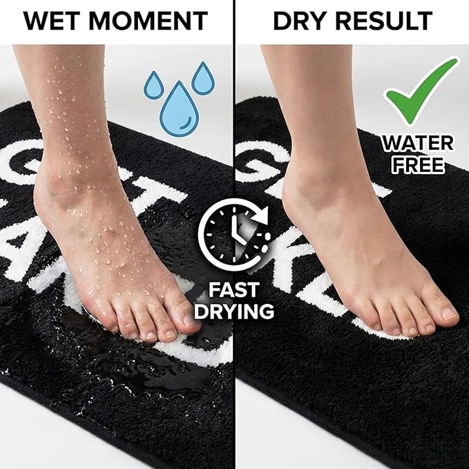 Black Get Naked Memory Foam Runner Rug 17x47 Inch, Funny Bathroom Rugs, Cute Dorm, Apartment Decor, Soft Non Slip Absorbent Mats for Shower, Vanity