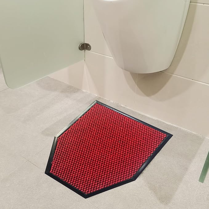 HM&DX Water Absorption 2 Pack Urinal Mats, Reusable Non-Slip Deodorization Urinal Floor Mats,Commercial Washable Urinal Carpet Rug for Men's Restroom Floor Protector(40x50cm(15.7"x19.7"), Red)