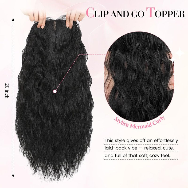 Curly Hair Topper - Lightweight Clip-In Hairpiece for Women | Natural-Looking Volume & Coverage