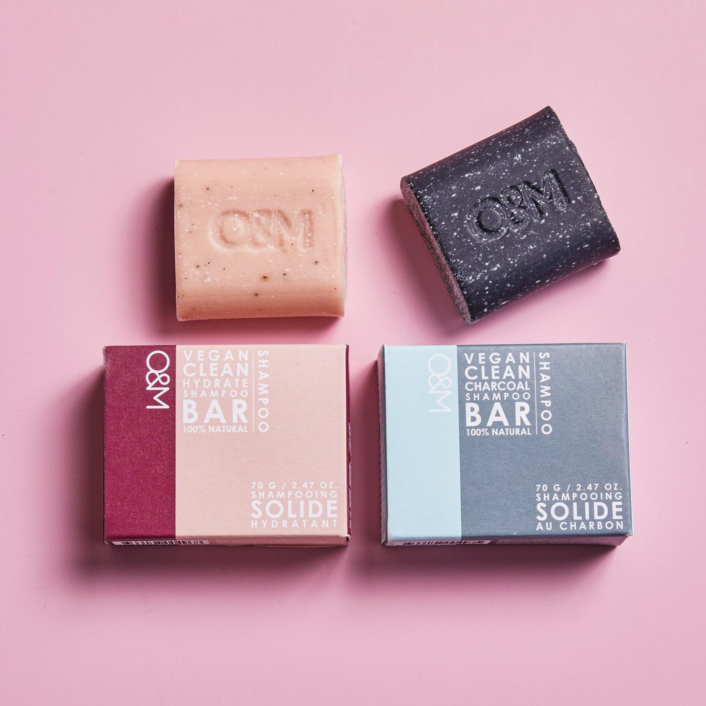O&M Hydrate Shampoo Bar I Moisturising Hair Soap I Gently Cleans with Red Clay I Macadamia Oil Nourishes the Hair I Soothing & Natural Hair Care I 70 g