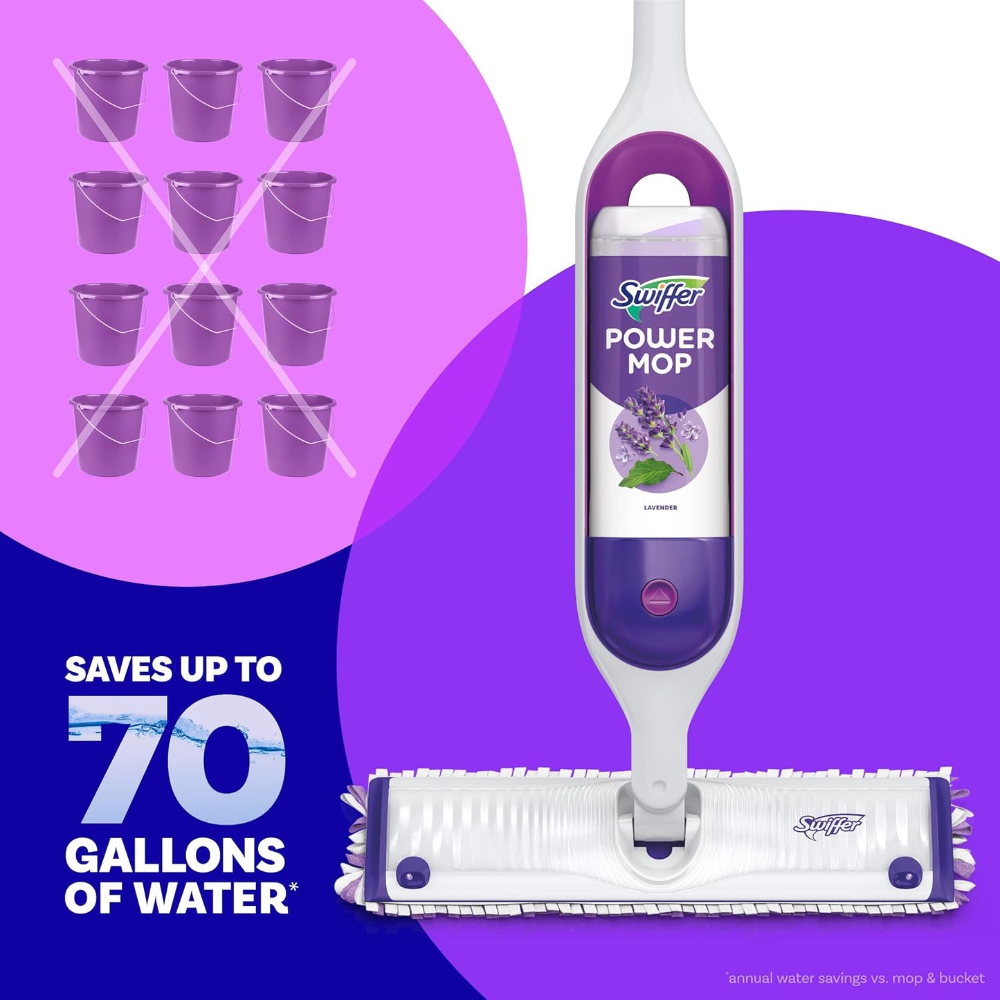 Swiffer Power Mop Refill Pack - All-Purpose Floor Cleaner for Tile, Vinyl, Wood | 5 Pads + Lavender Solution