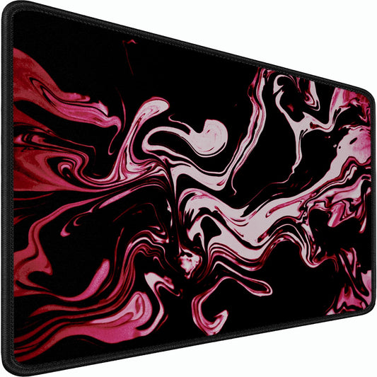 Gaming Mouse Pad, 31.5x15.7 inch Large Extended Computer Keyboard Mouse Mat, Water Resist Non-Slip Mousepad Rubber Base Long XXL Desk Mouse Pad for Gaming, Office & Home, Marble Red